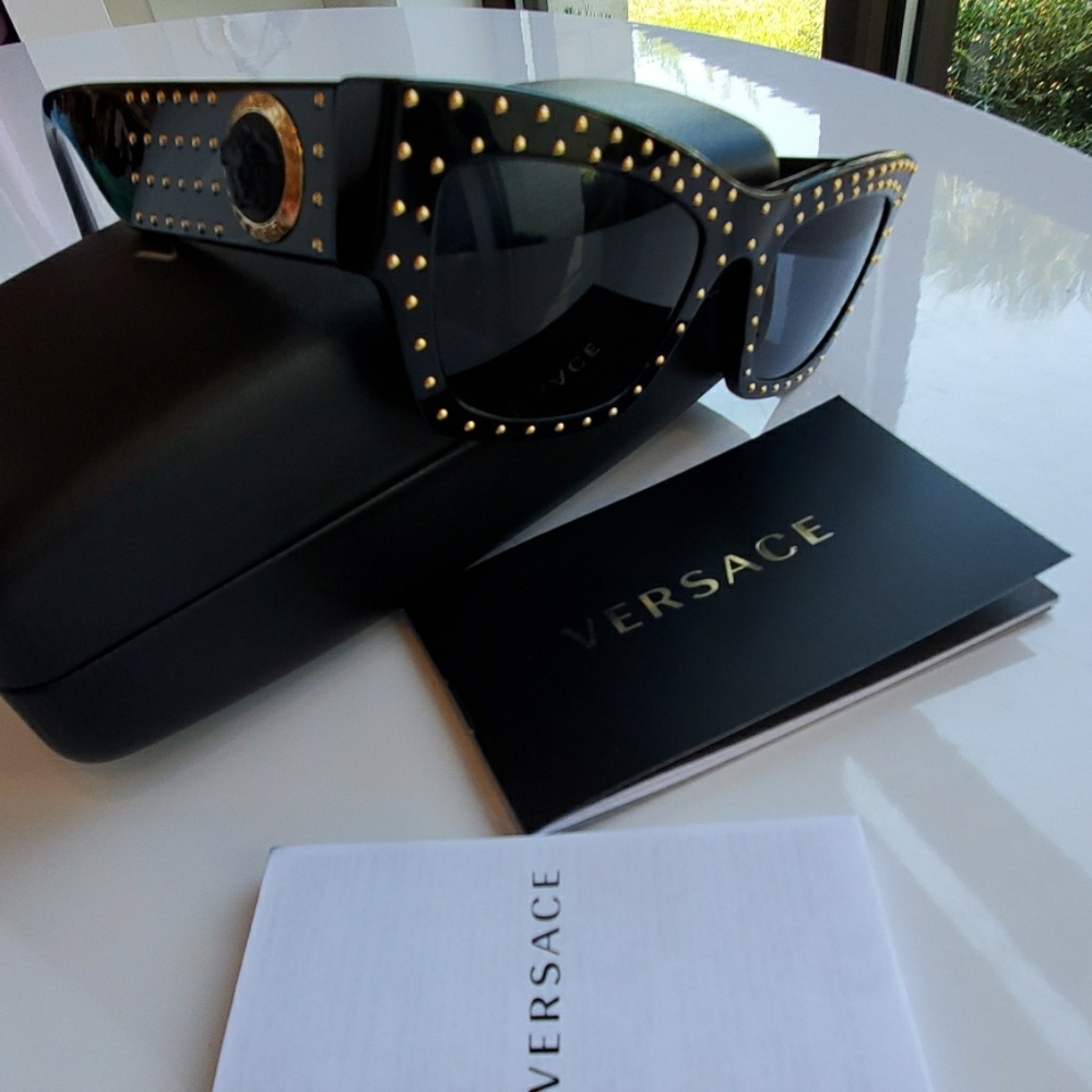 VERSACE Black Medusa Studded Sunglasses